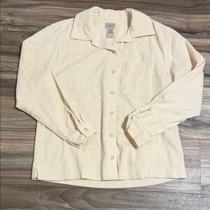 LL Bean Women’s XS Shacket Wide Wale Corduroy Cotton Button Up Shirt Cream